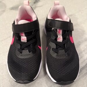 Nike 12C pink and black girls sneakers.